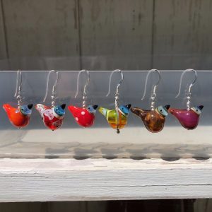 Glass bird earrings