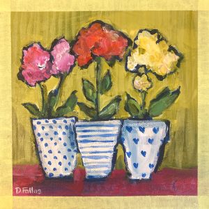 Three Blue & White Pots 