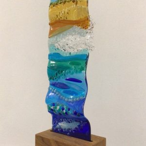 'Wavy' Seascape in oak base