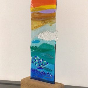 Seascape panel in oak base