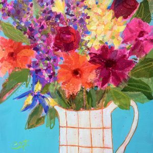 Flowers in Stripey Jug 1