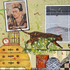 Just Before Midnight...Frida, Two Crows and a Cat